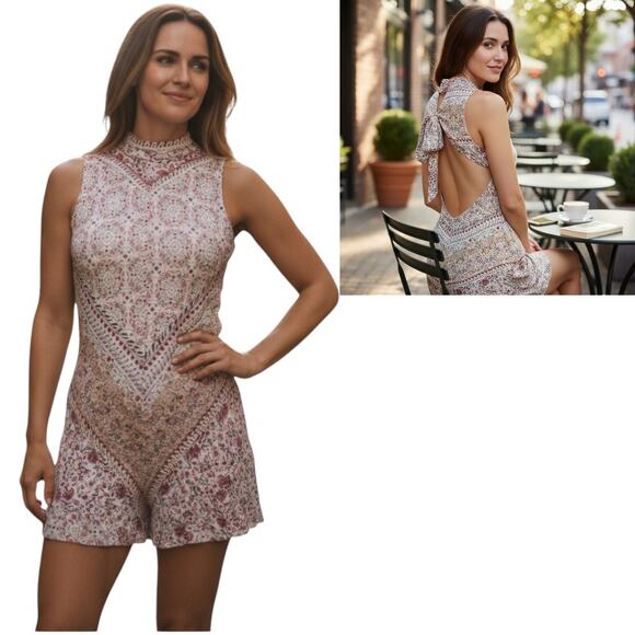 O'Neill Brisa  Romper Women's Size S Multicolor Floral Crepe Backless Halter - Picture 1 of 16